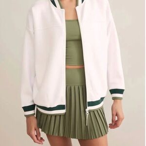 ZSupply White Bomber Jacket with Green Trim